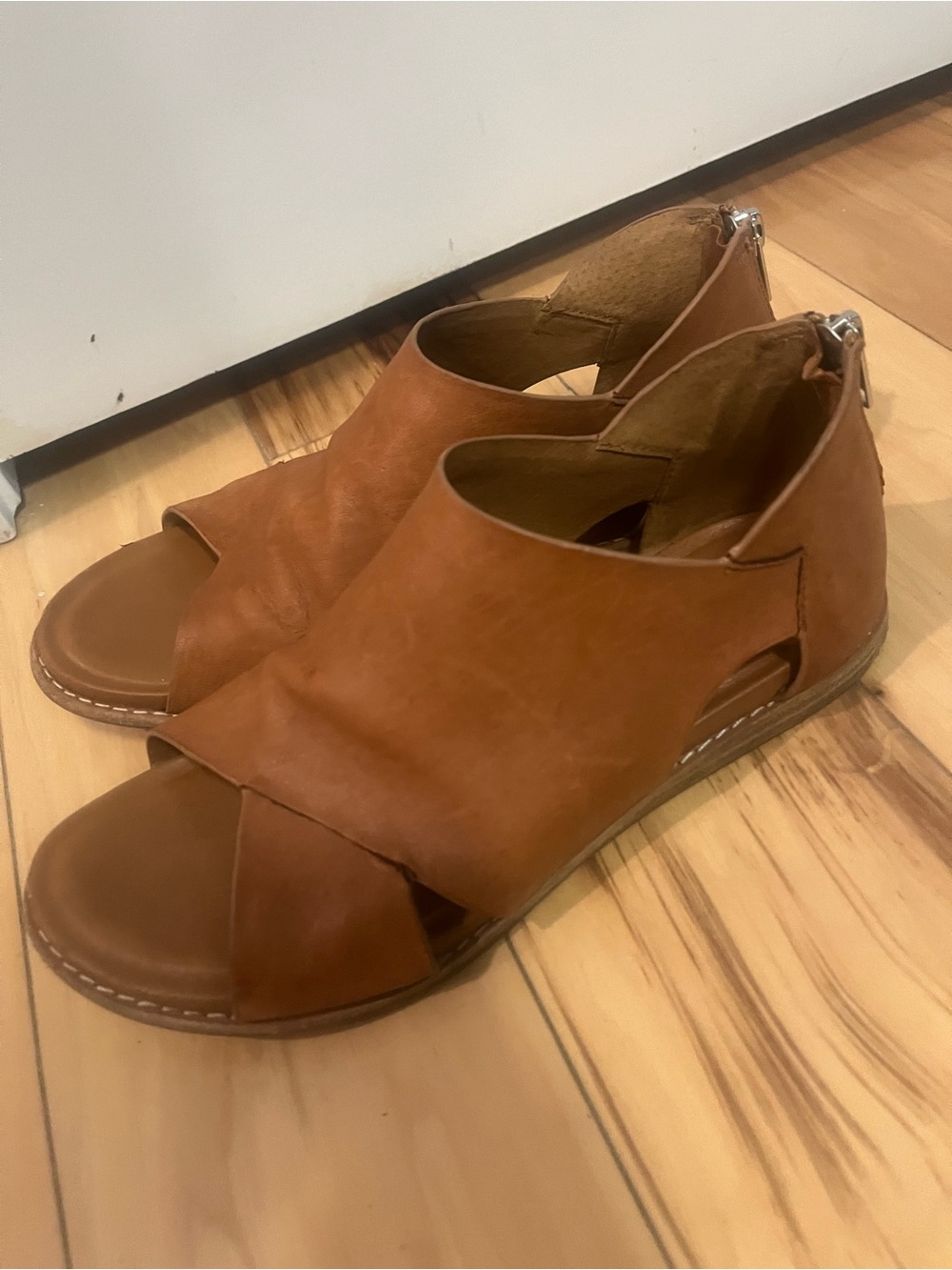 Sofft Tan Leather Open-Toe Sandals